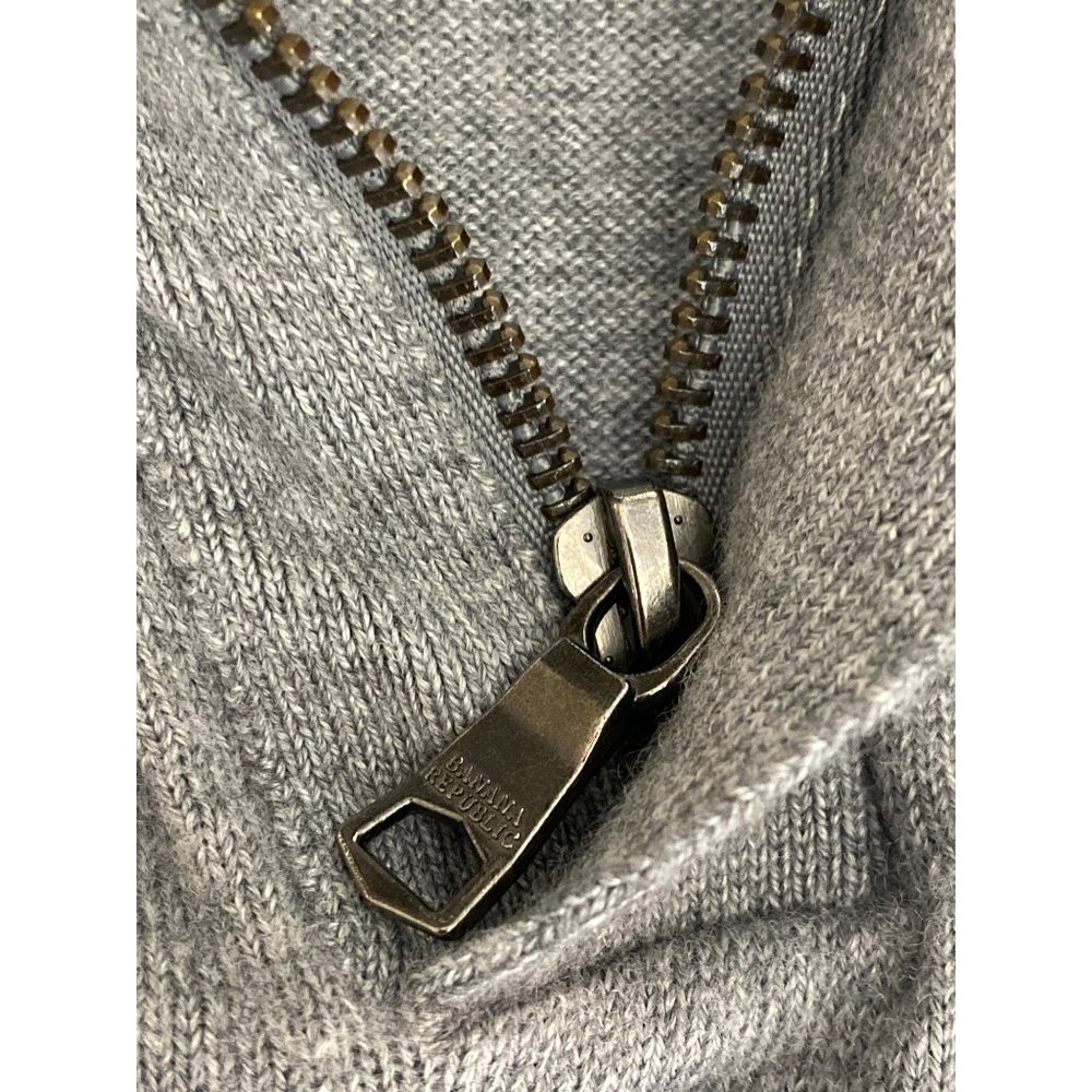 Banana Republic Men's M Quarter-Zip Merino Wool Blend Sweater Gray Pullover - Picture 6 of 14